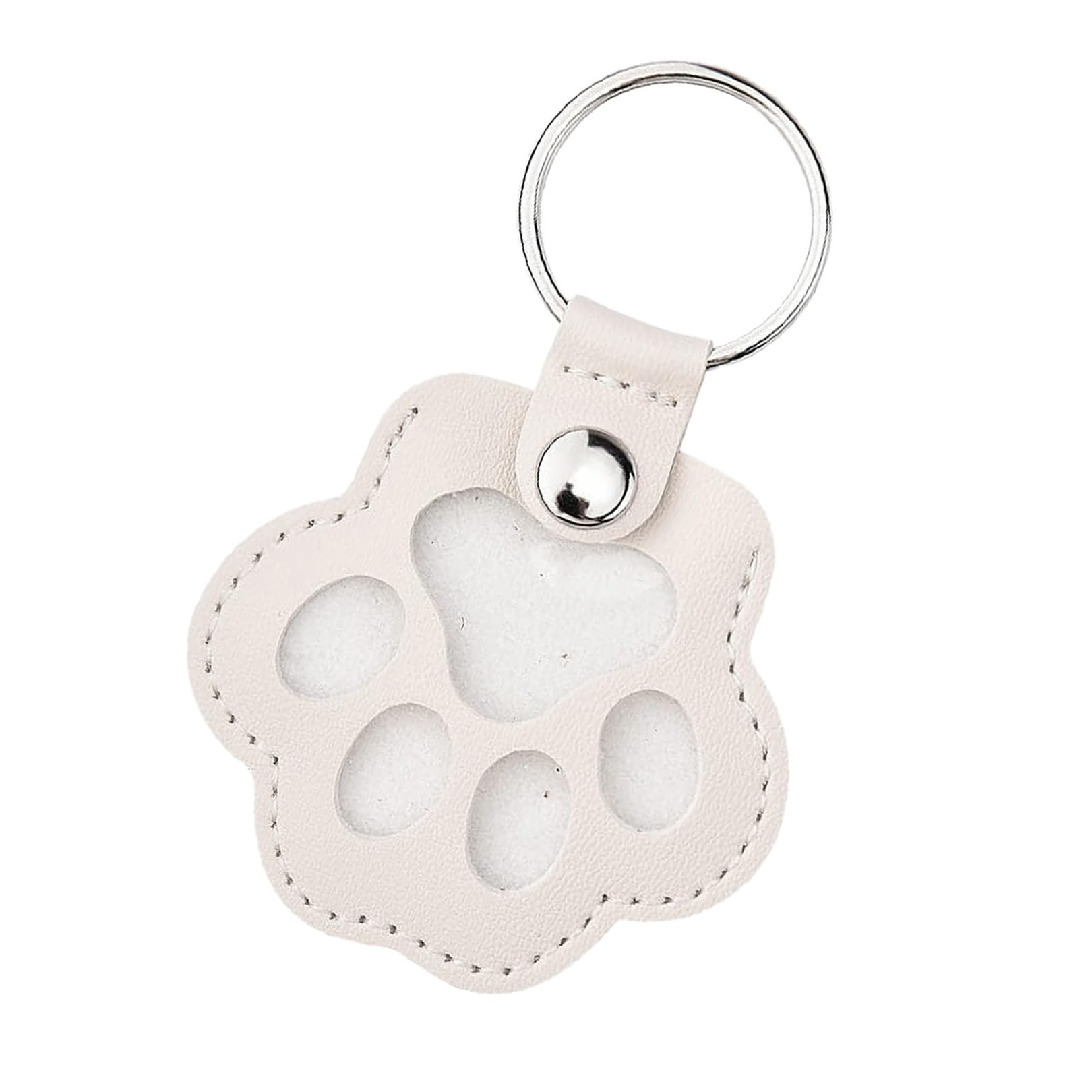 XURISON dog hair collector keychain,dog hair storage paw shaped keyrings,cat fur keepsake keyring (White)