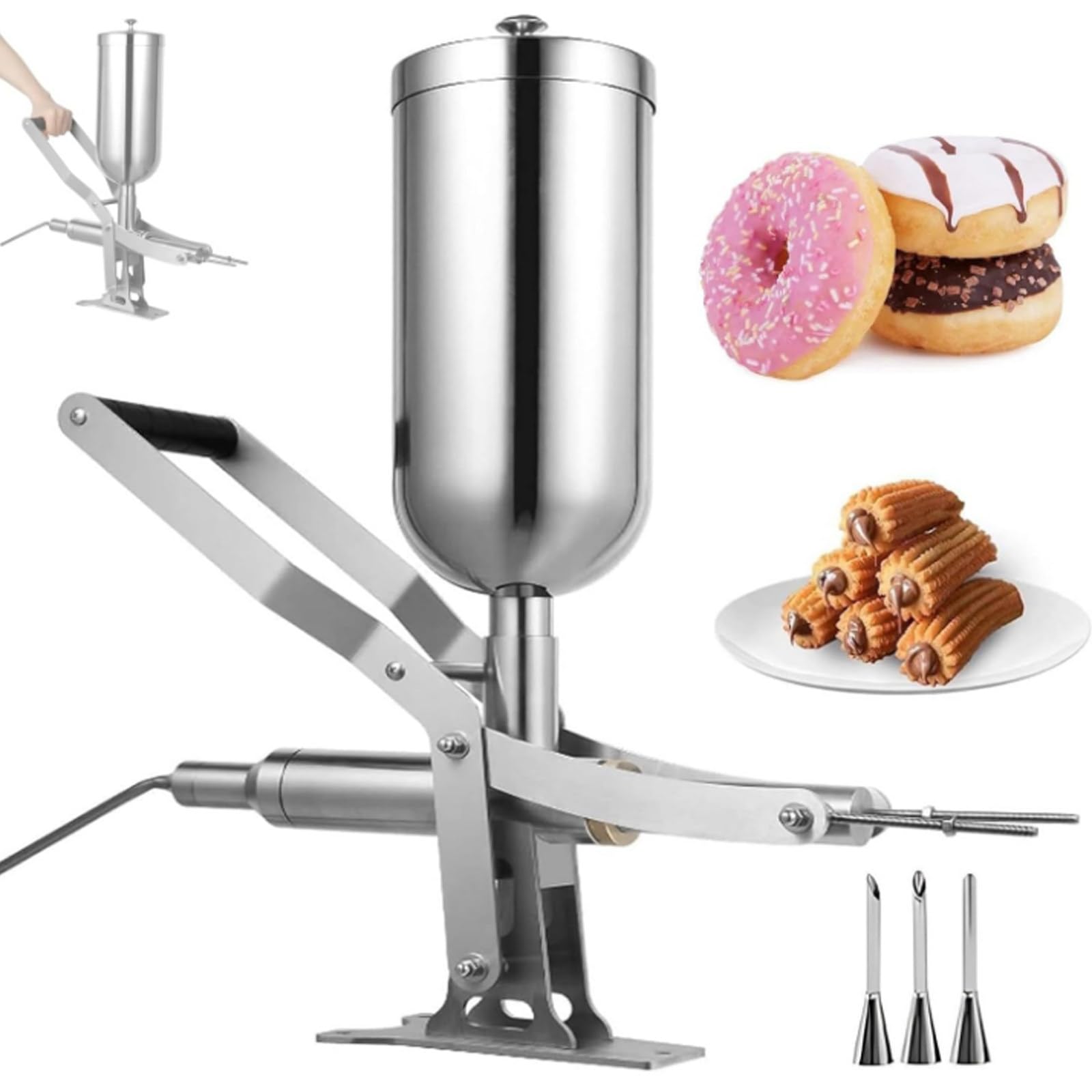 XygZythror Donut Filler Machine Doughnuts Filling Machine, Manual Donut Jelly Filler Injector Machine Donut Churros Filler Jelly Cream Filling Machine