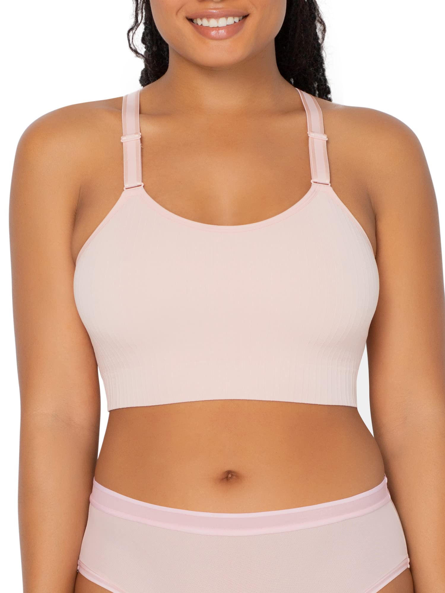 Curvy Couture Women's Plus Size Smooth Seamless Comfort Wire Free Longline Bra