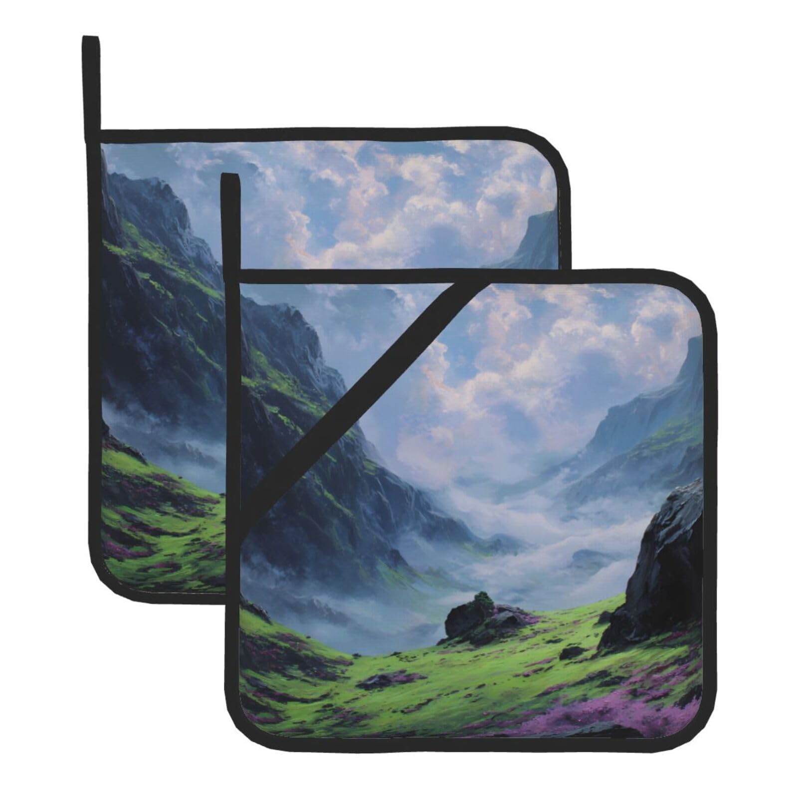 Sea of â€‹â€‹Clouds Valley Square Heat Resistant Trivet Set Thick and Durable for Baking Barbecue Cookware Oven
