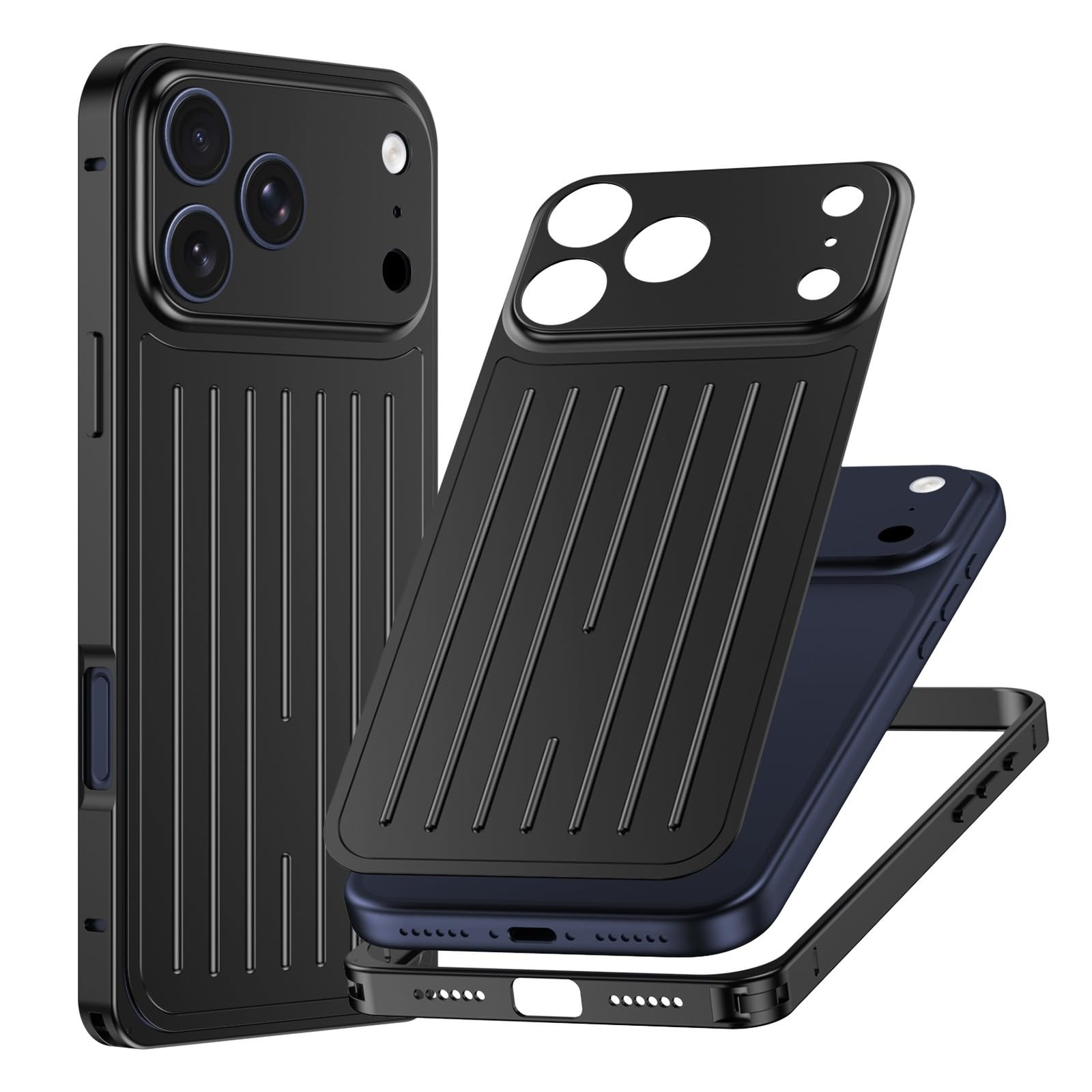 Coque iPhone 16 Pro cadre métal noir antichoc et dos rigide
