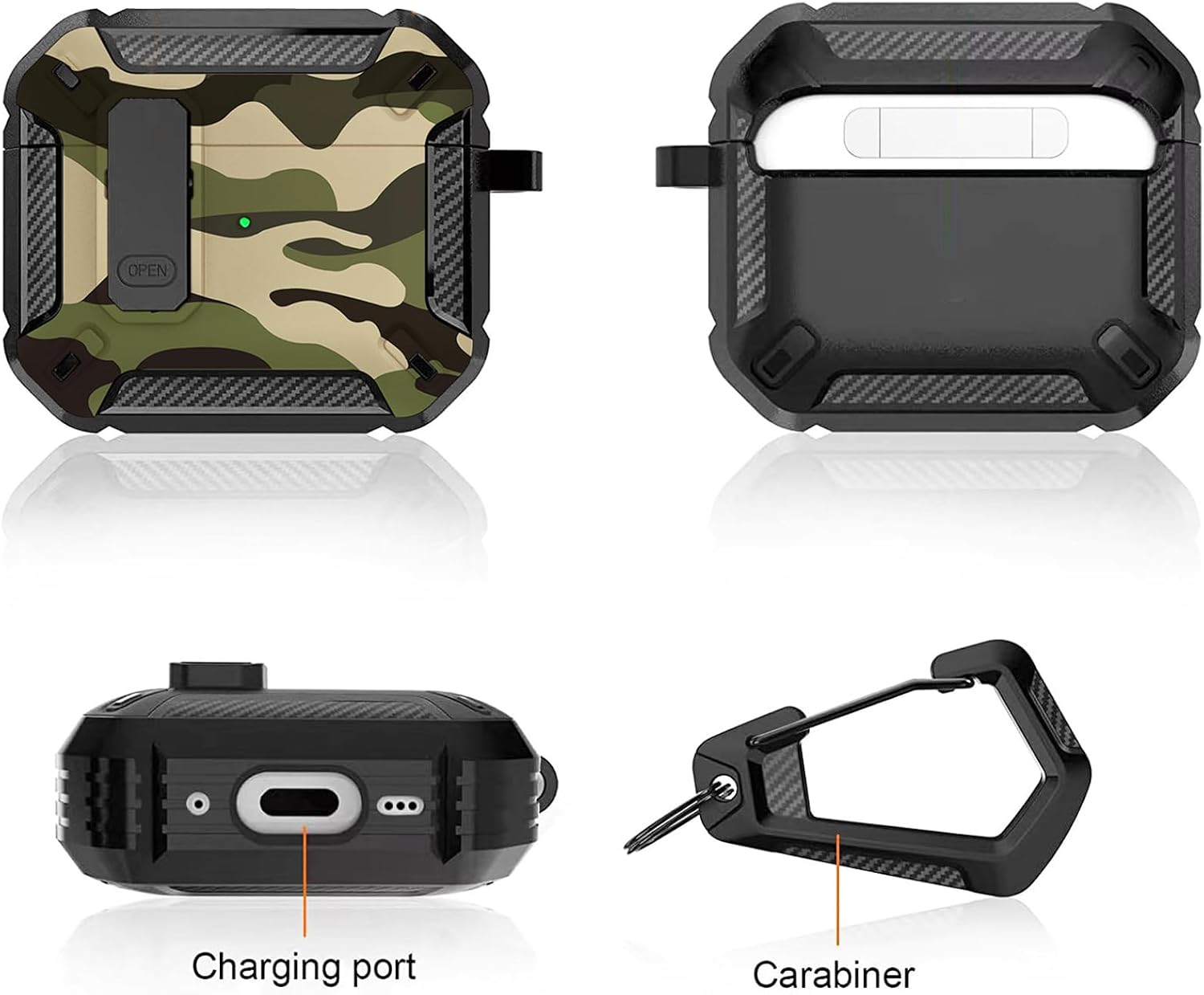 CCSmall for AirPods 4th Generation Case with Carabiner Keychain Camo Blue image 5