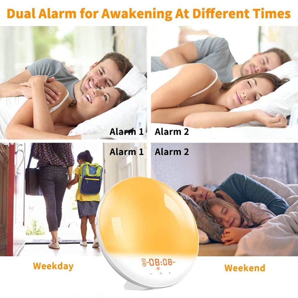 Sveglia Touch Control, 7 Suoni Naturali e Radio FM, 4 Sveglie e Posticipazione, USB Ricaricabile, Sunrise Simulation Wake Up Light
