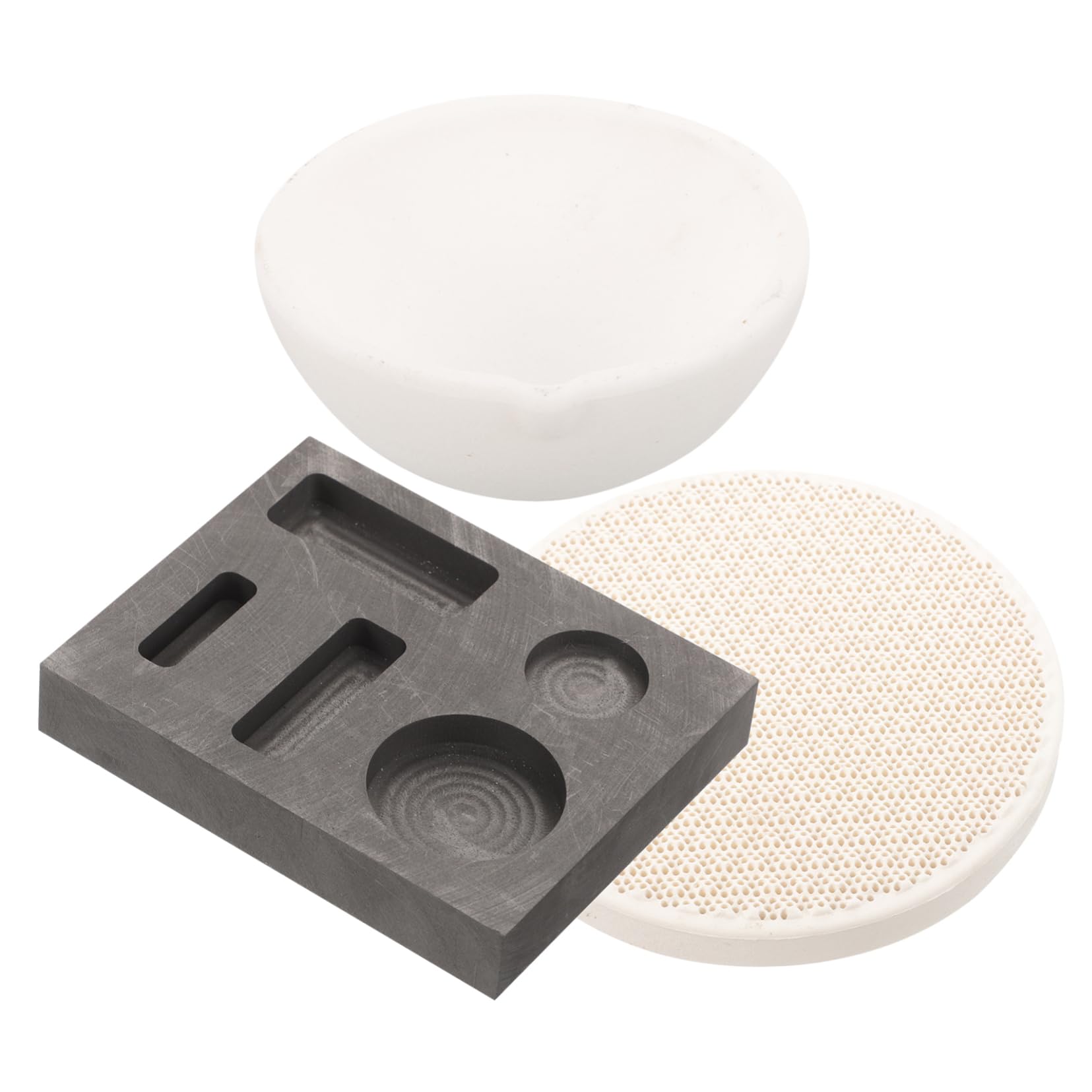 DOITOOL 4 Juegos Crisol de crisol herramientas de fusión kit de fundición a mano molde de lingote molde de grafito crisol de grafito de laboratorio crisoles de grafito de arcilla sílice