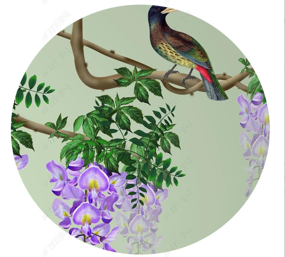 Amazon | 壁紙 壁の壁画 藤の木の枝 鳥 430x300cm テレビの背景