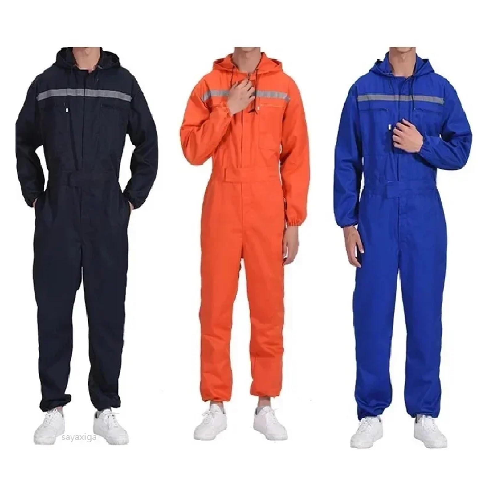 Overoles de Trabajo Ropa de Trabajo Bolsillos Reflectantes con Cremallera Overoles de Seguridad for mecánicos de automóviles a Prueba de Polvo(Blue,XL)
