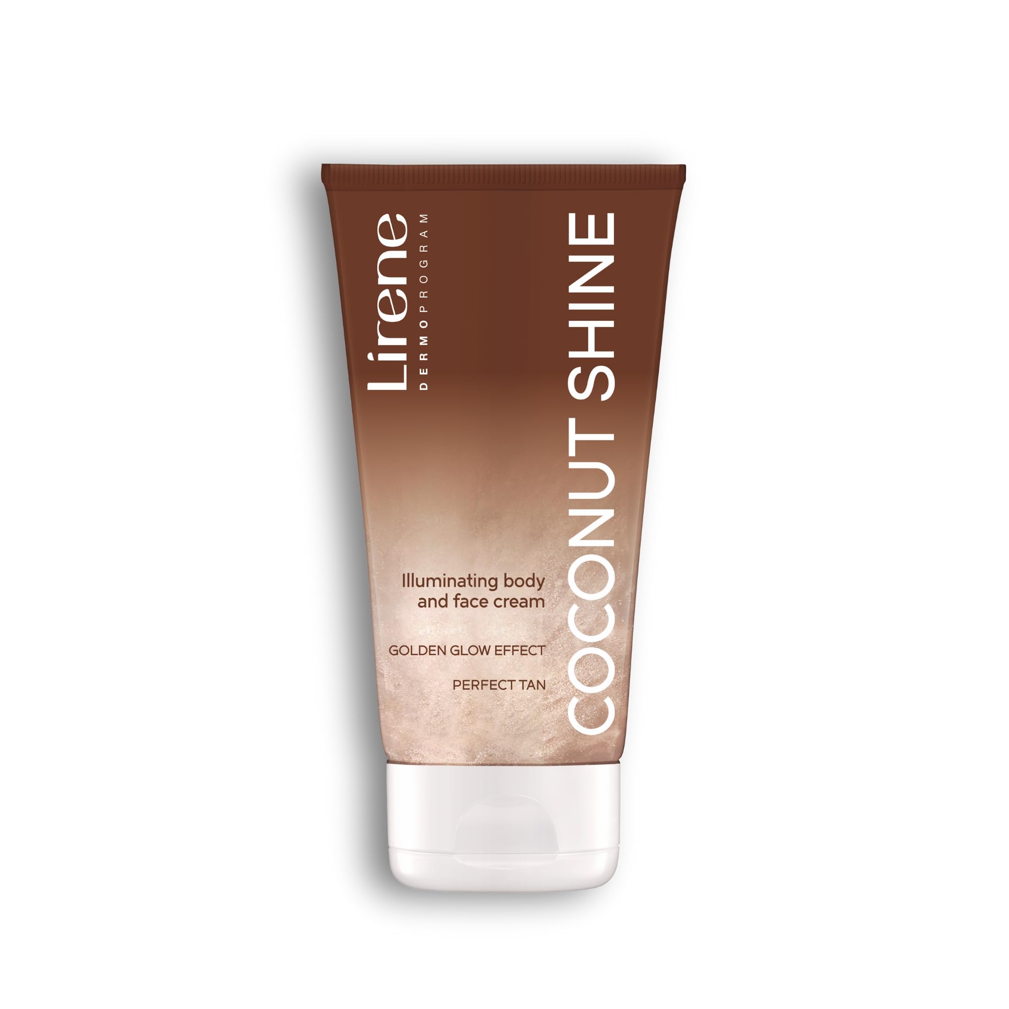 Lirene Perfect Tan Illuminating Golden Cream Coconut Shine 150ml Face & Body Glow Non-Greasy DHA-Free Glass-Skin Effect