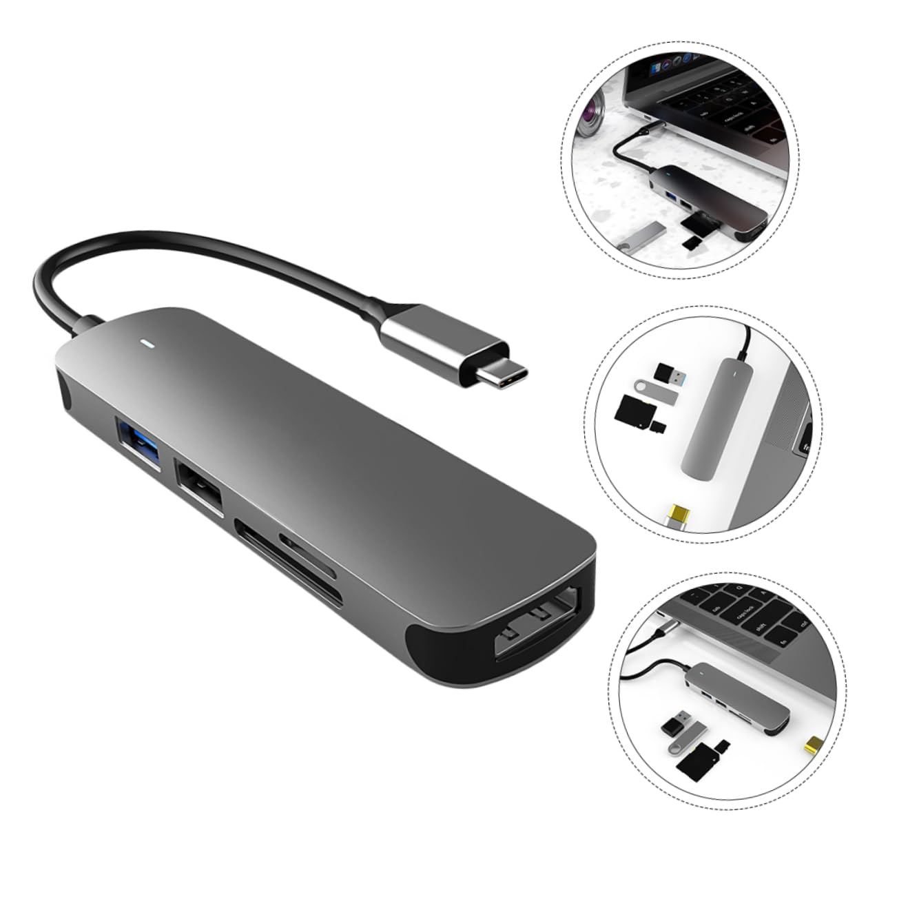 OSALADI Aluminum Alloy Usb Hub Dock Station Per Computer e Smartphone Hub Multifunzionale Type Usb Adattatore Per Monitor e Schede Compatibile Laptop e Tablet