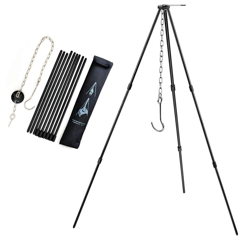 Trépied de Cuisine en Plein Air Pliant Campfire Griller Grill Grille Stand Camping Fire Pit Tool Bonfire Party Pique-Nique BBQ Cintre avec Sac De Rangement