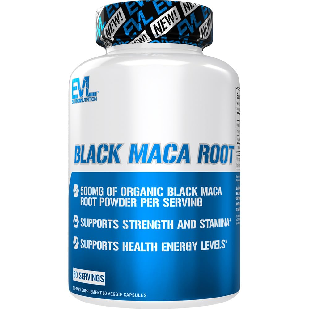 EVL Organic Black Maca Root 500mg Energy Support Capsules - 60 Servings