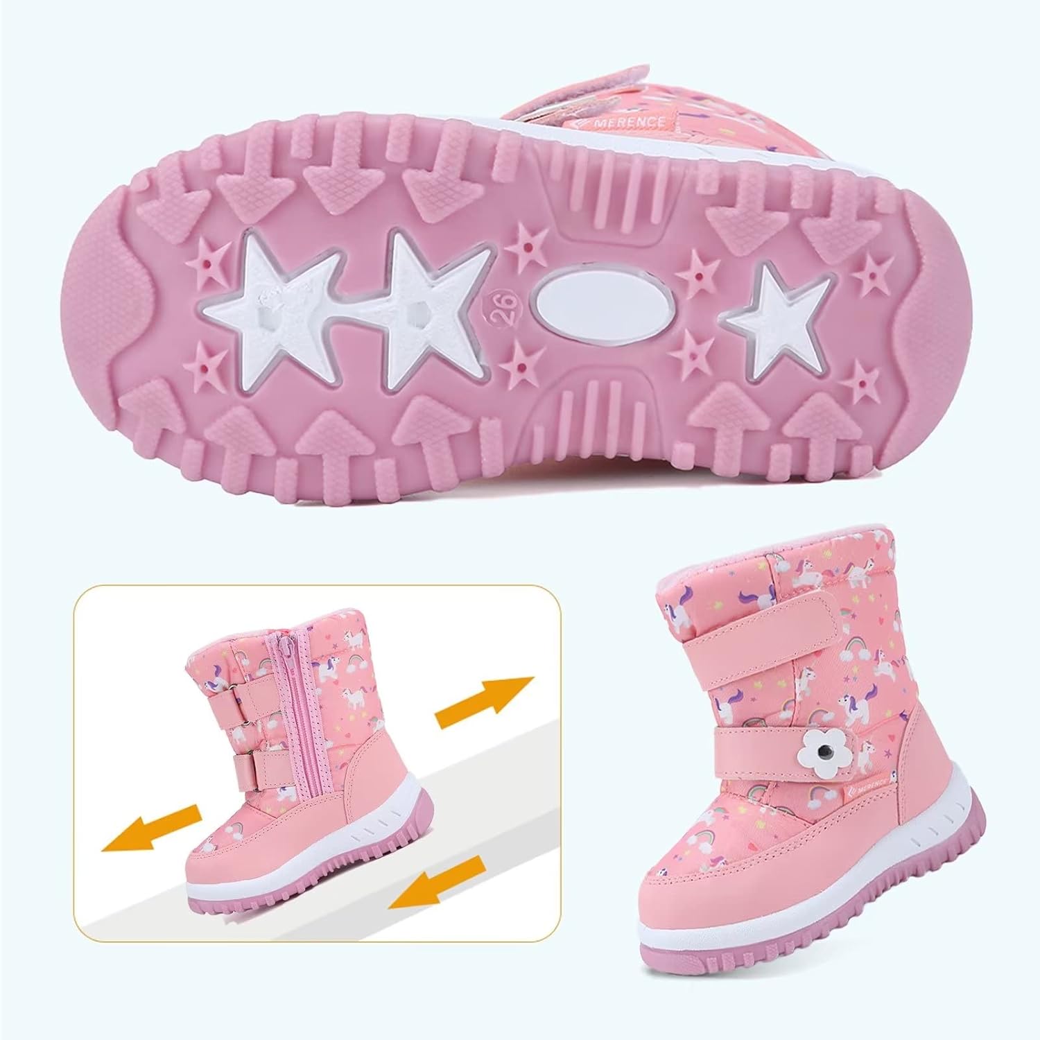 CIOR Winter Snow Boots for Boy and Girl Outdoor Waterproof with Fur Lined(Toddler/Little Kids)