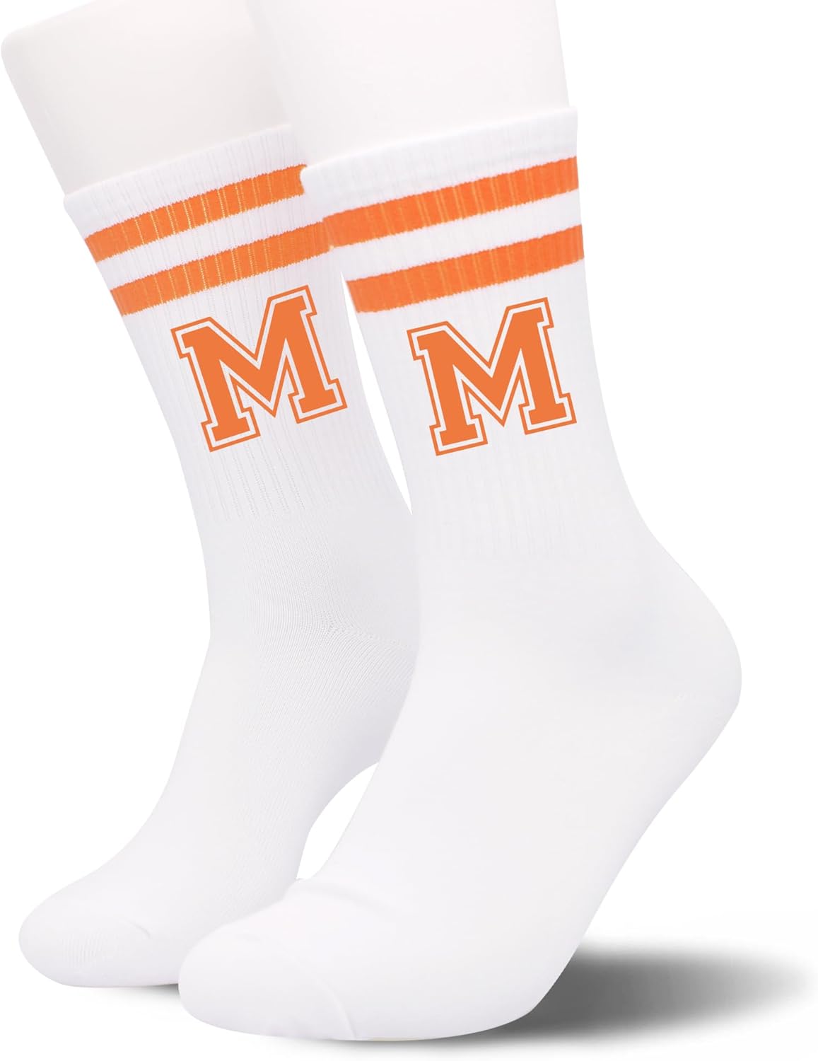 Orange Initial Stripes Socks with Letter,Gifts for Birthday,Christmas,Back-to-school Season,etc. - Image 5