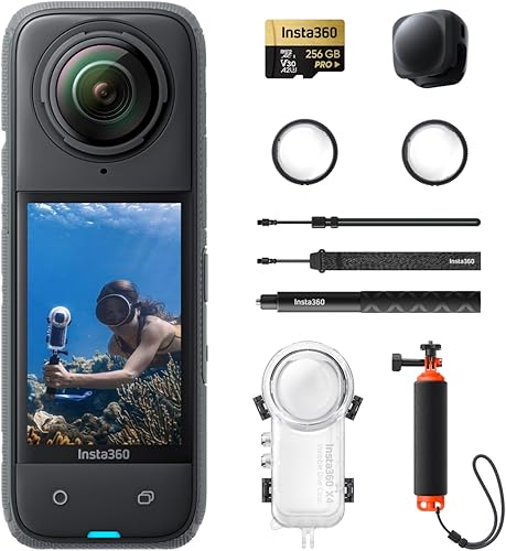 Insta360 X4 Paquete de buceo invisible - Cámara de acción impermeable 360 de 8K, video de gran angular 4K, palo invisible para selfies, protectores
