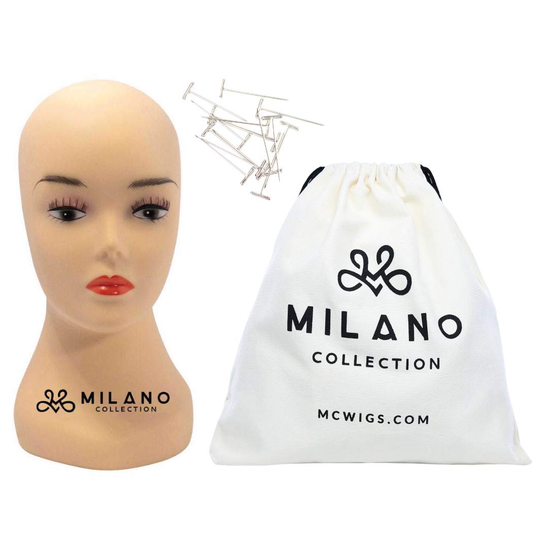 MILANO COLLECTION 12" Durable Silicone Professional Wig Styling Head Compatible with T-Pins, Stand or Tripod- Beige