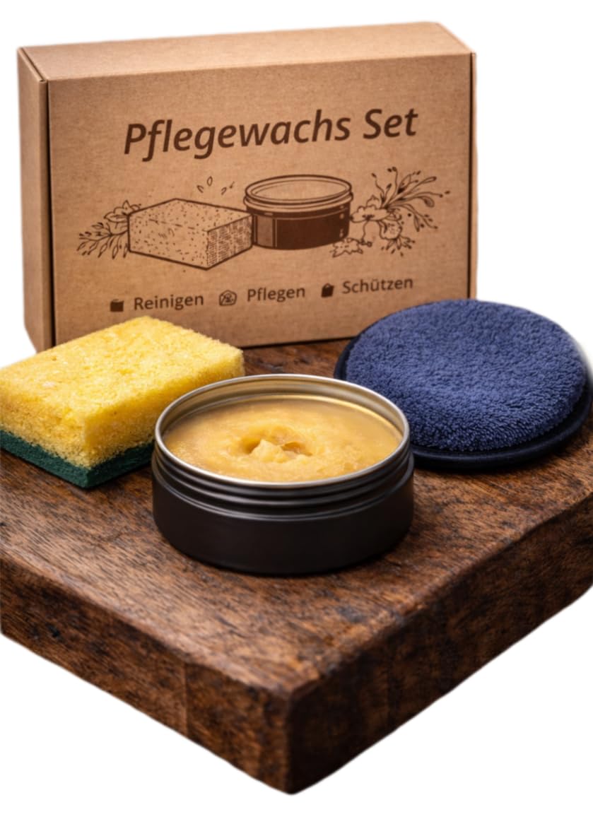 Holzpflege Wachs mit Bienenwachs & Bio Leinöl – 100 % natürlich - Holz- & Lederpflege für Holzprodukte, Möbel, Tische – Made in Germany (1, 150 Gramm Set)
