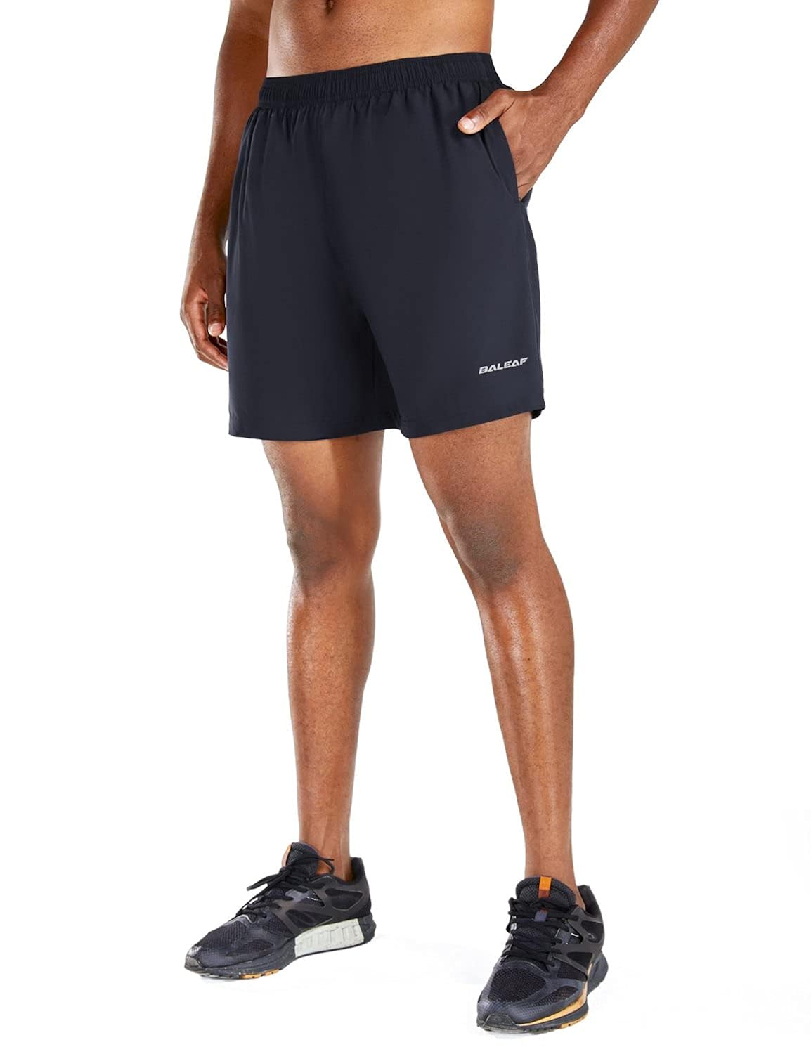 Buy BALEAF Men's 5 Inches Running Athletic Shorts Zipper Pocket Navy