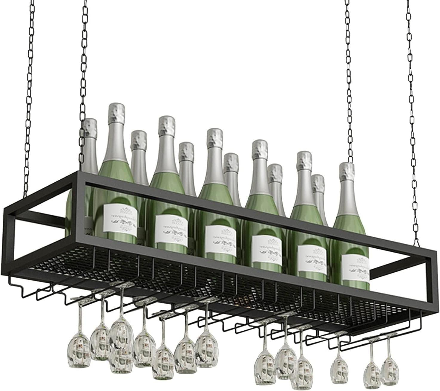 Étagères suspendues en métal pour ranger vos bouteilles de vin sans encombrement