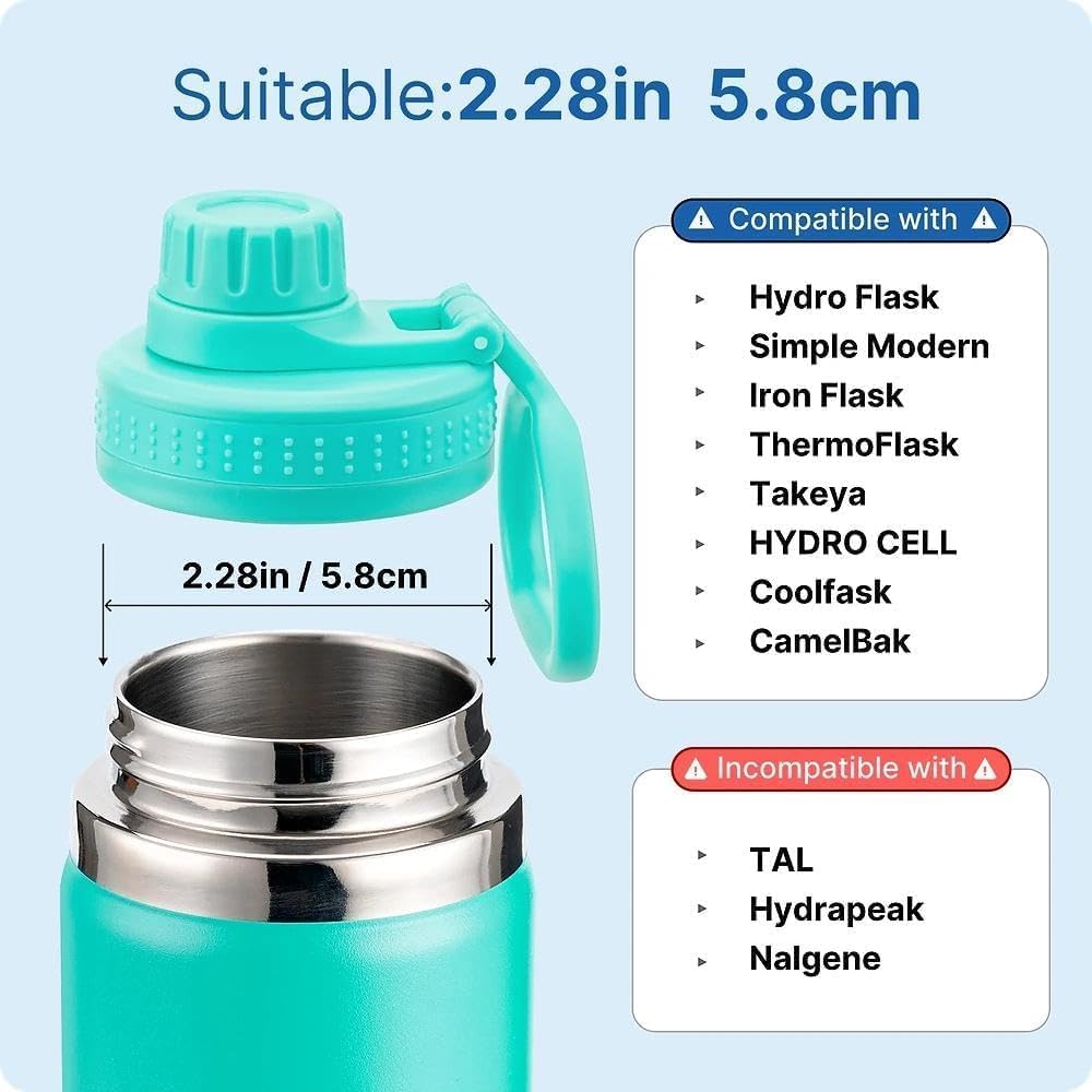 Auslaufdeckel für Hydro Flask Weithals-Trinkflaschen, Ersatzdeckel für 30,5 cm, 40,6 cm, 45,7 cm, 55,8 cm, 81,2 cm, 1,8 cm, 1,8 l, 1,8 cm, 5,8 cm breite Öffnung, Sport-Wasserflaschen Zubehör