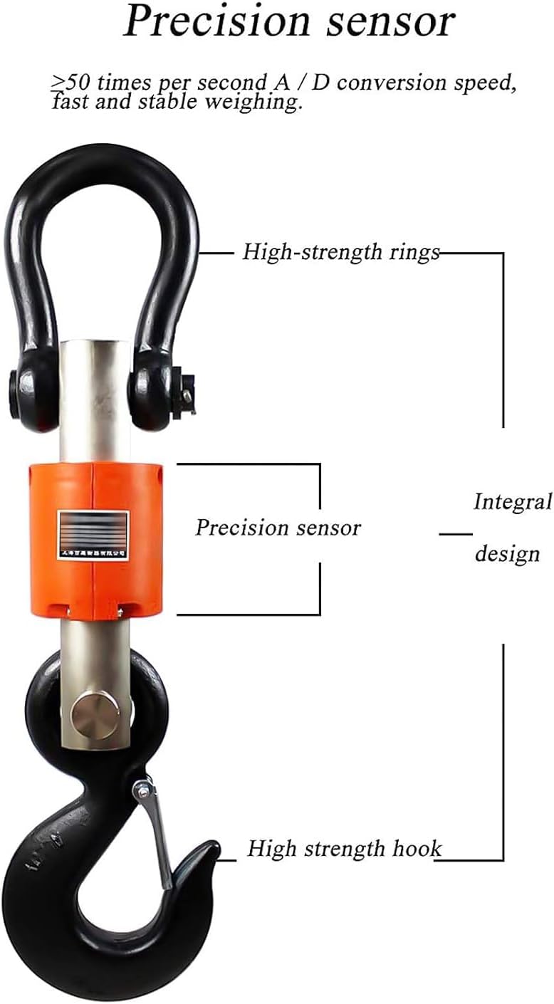 Wireless Electronic Digital Crane Scale,3T Industrial Hanging Hoist Scale,High Precision Portable Weighing Scale with LED Display for Heavy Duty Use.(