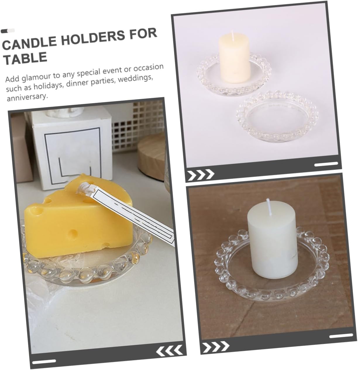 Candle Holder Tray Glass Candle Plates Coasters Set Home Decor for Parties Dinner Parties Weddings