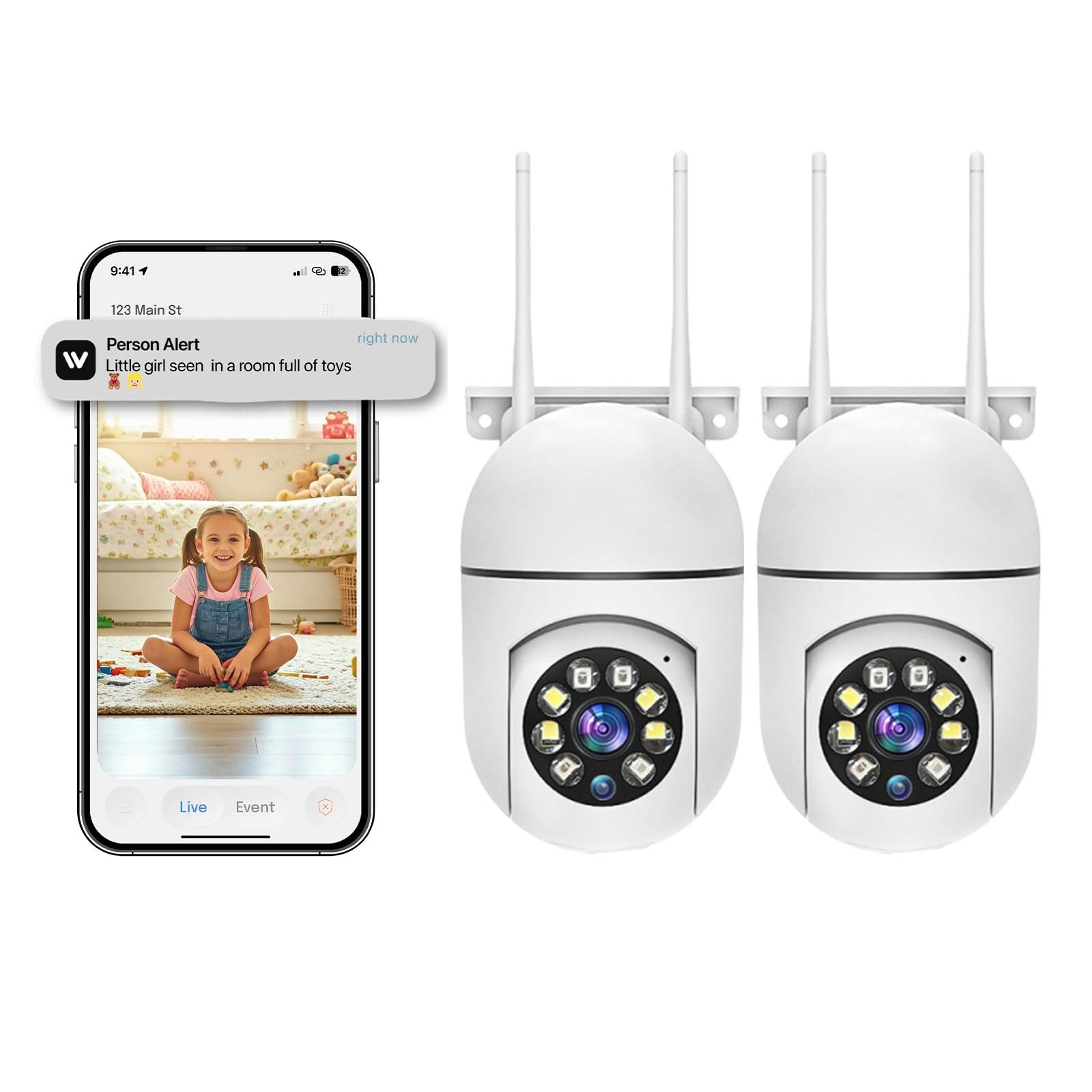 Hawkray Überwachungskamera für den Innenbereich, WLAN, 2,4 & 5 GHz Dualband, 360° Schwenkneigung, Farb-Nachtsicht, Zwei-Wege-Audio, 2 Stück