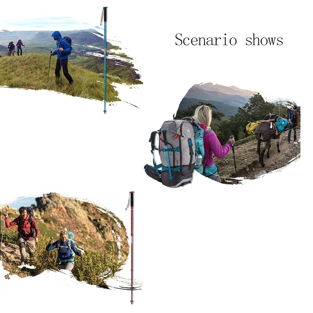 Kije trekkingowe, wysuwane kijki trekkingowe do podróży na świeżym powietrzu, lekkie i wygodne, bezpieczne podparcie, prosty uchwyt, niebieski (rozmiar: Dwie sztuki)