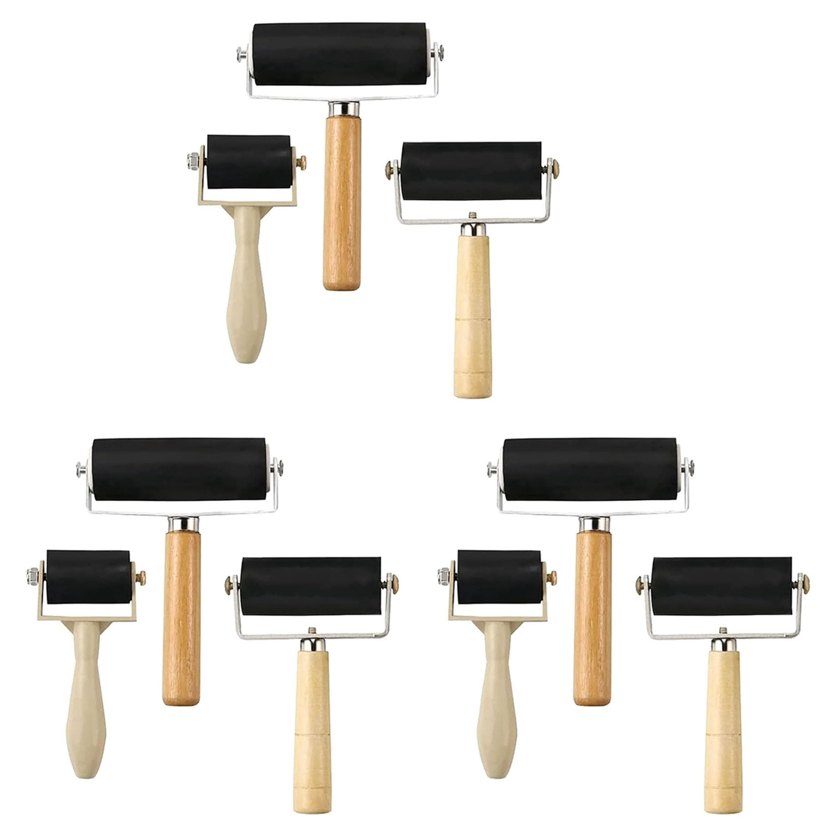 Jnchdghwa As Shown 9 Pack Rubber-Roller Brayer Rollers 1.4/2.4/4 Inch Art Craft Roller For Printmaking,Ink,Wallpapers Stamping Gluing Tools