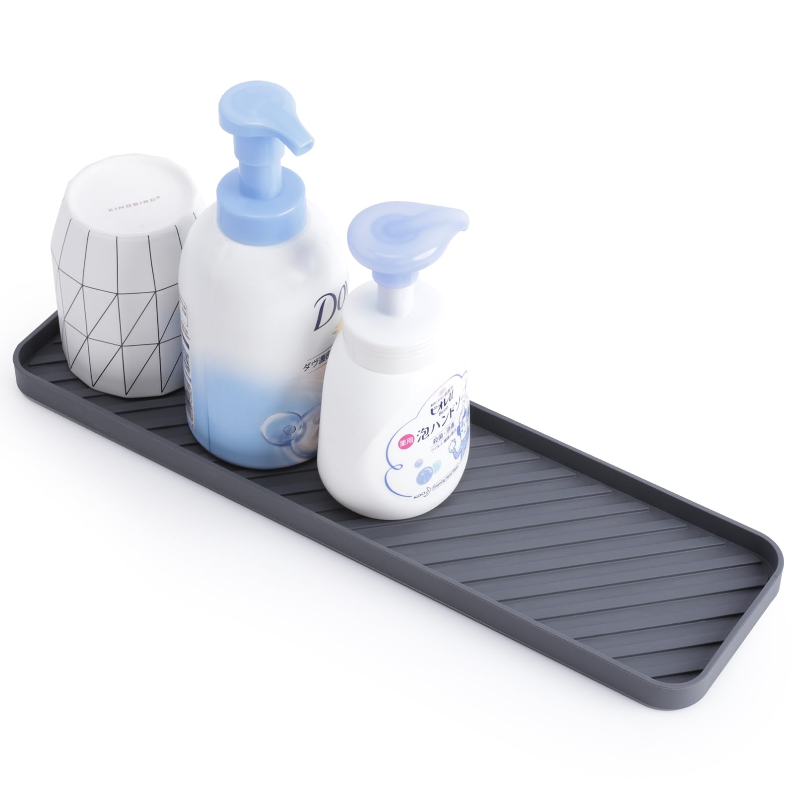 3 Portasapone In Silicone Con Beccuccio Di Scarico Per Lavello Da Cucina - Organizer Con Pendenza 5°, Antiscivolo, Grigio, Per Spugne E Sapone - 4