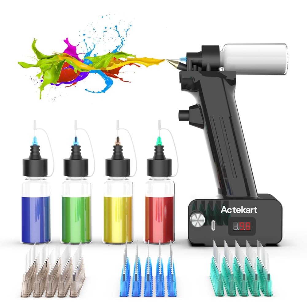 No-Clean Airbrush-Set mit Einwegdüse (50 Stück x 0,2 mm & 100 Stück x 0,3 mm & 100 Stück x 0,5 mm Einwegdüsen), wiederaufladbar, tragbar, schnurlos