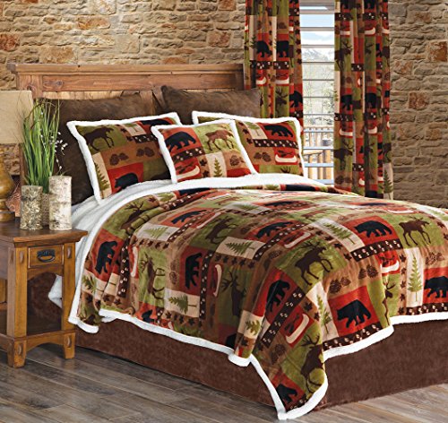 Carstens Patchwork Lodge Plush Bedding Set, King, Multi, Multicolor #TOP14