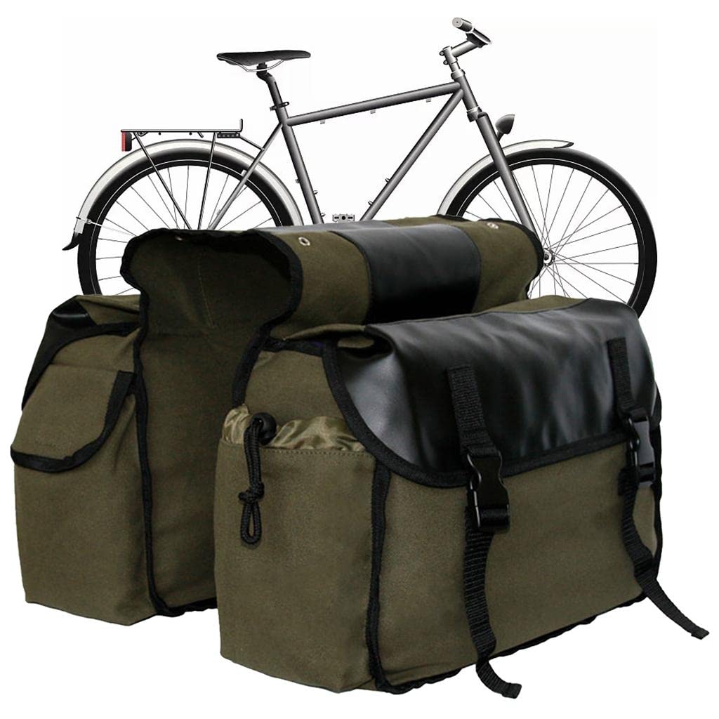 Borsa doppia impermeabile per bicicletta, con scomparti grandi, colore: verde militare