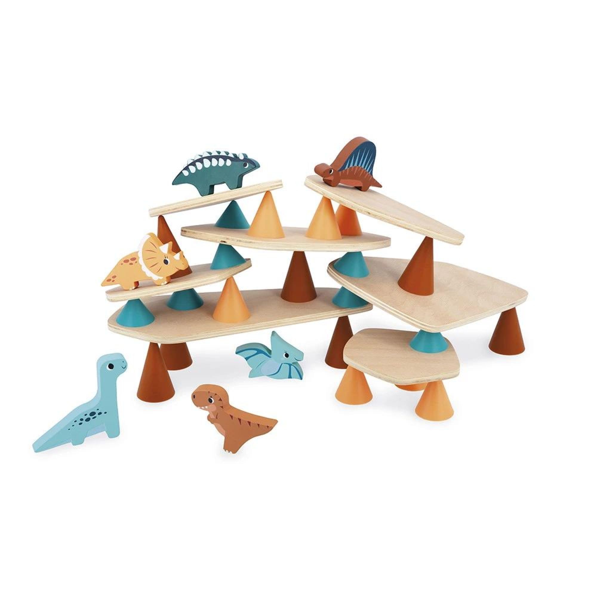 Janod Dino Stapelspiel - Holzspielzeug Dinosaurier für Kinder