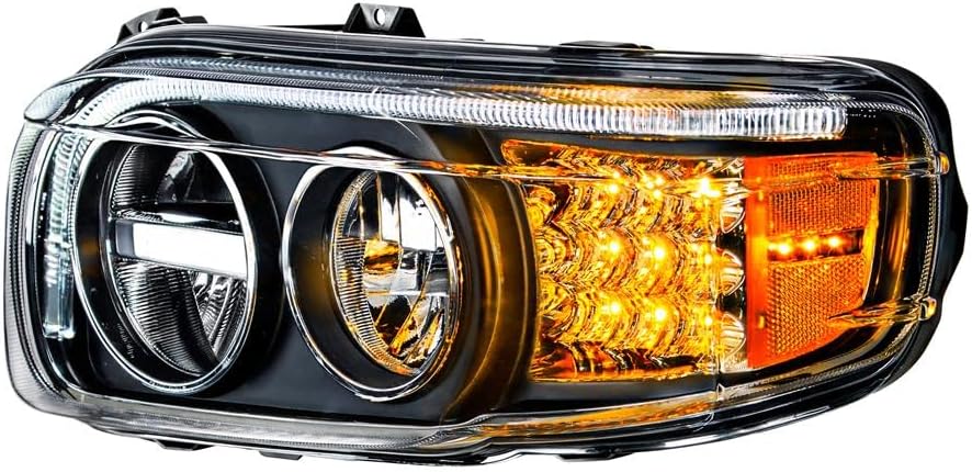 United Pacific 35796"Blackout" LED Headlight W/LED Turn & Position Light Bar For 2008-15 PB 388 & 2008-2021 389 -Driver