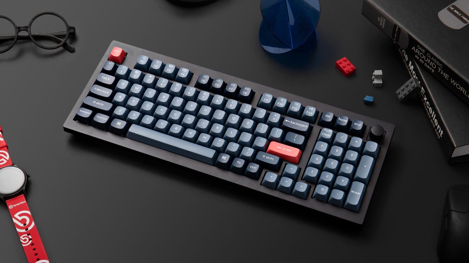 Keychron V5 Max Tastiera Meccanica senza fili con tastierino numerico, layout 96%, QMK/VIA, 2,4 GHz/Bluetooth 5.1/USB, LED RGB, Switch Gateron Jupiter Red hot-swappable per Mac Windows Linux