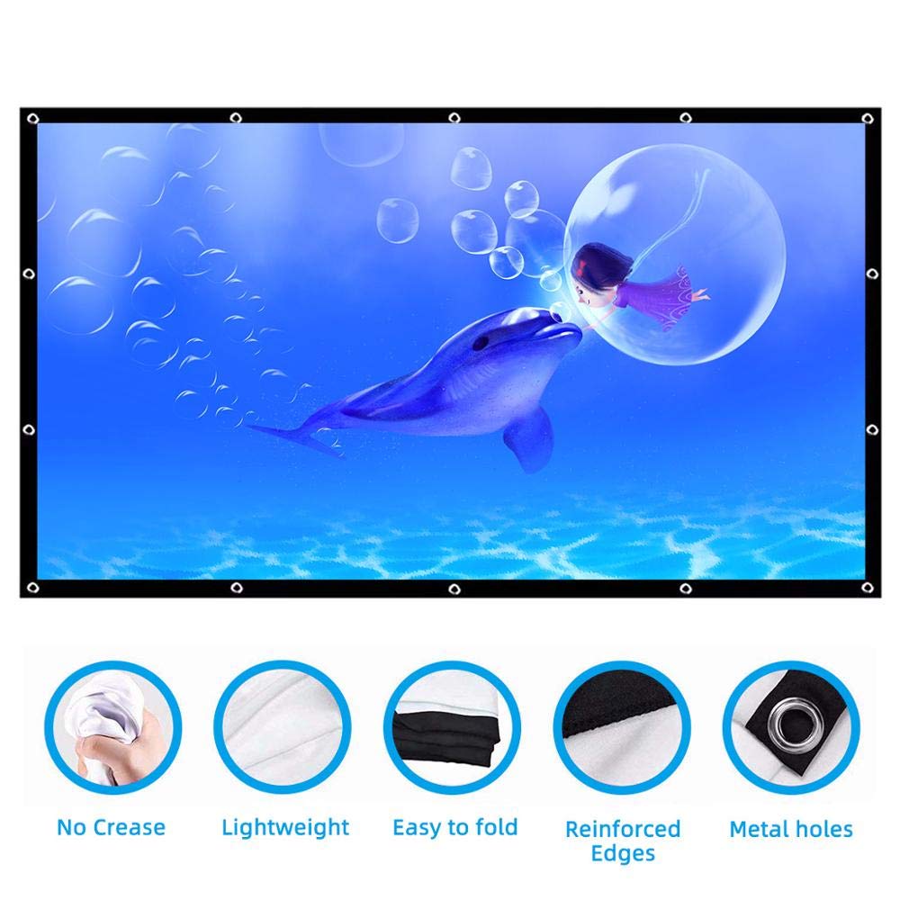 Telo Proiettore Schermo for videoproiettore Portatile Pieghevole a Doppia Tenda for proiezione Laterale(150 inch)