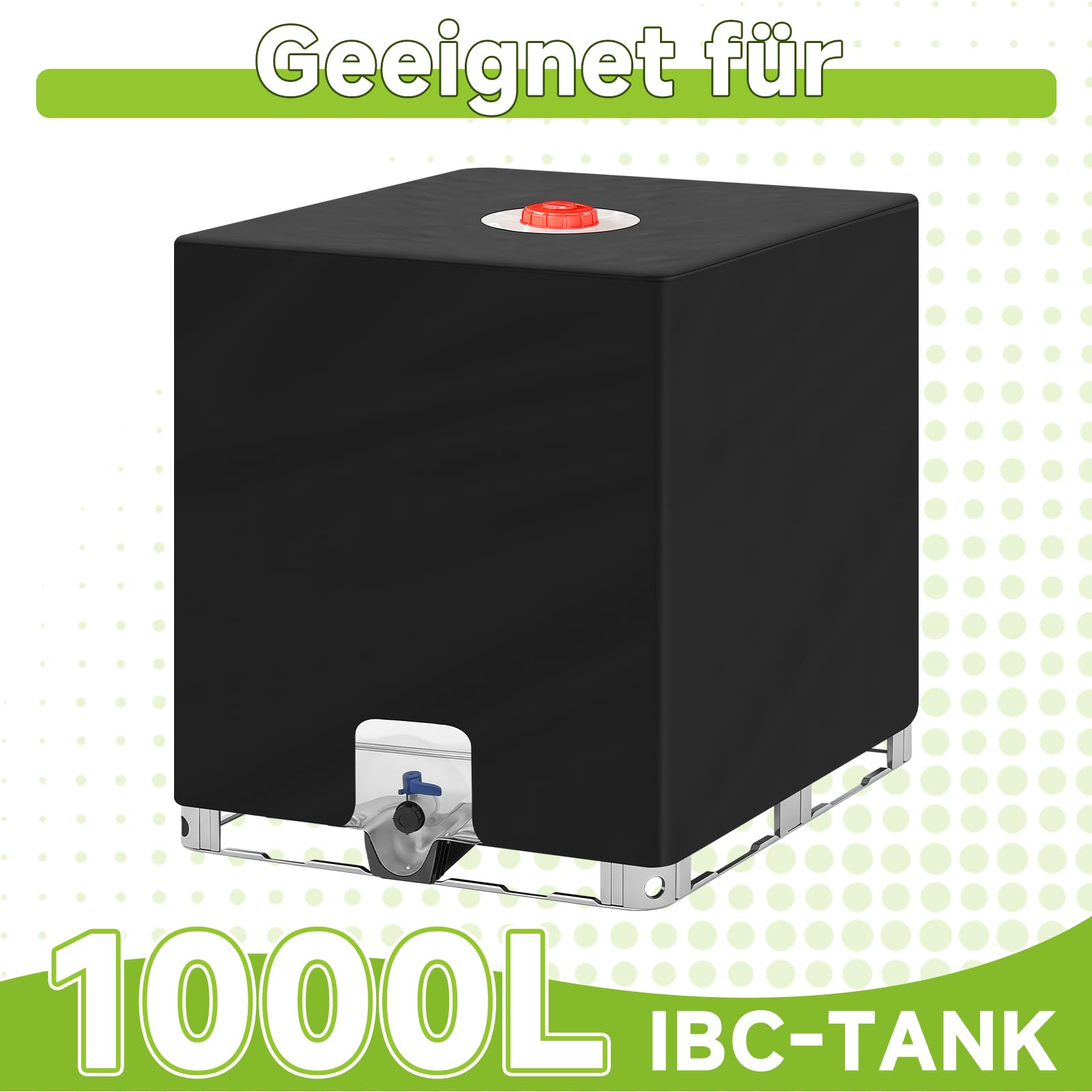 IBC Tank Abdeckung, Wassertank 1000L Abdeckung, wasserdicht, UV-beständig, Starkes Oxford-Gewebe, zum Schutz des IBC Container 1000L, Regenwassertank (120 x 100 x 116 cm), Schwarz