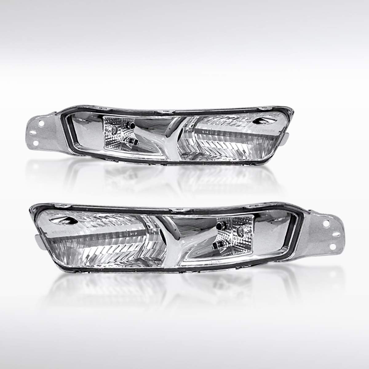 Autozensation Compatible with Ford Mustang 2005-2009, Chrome Housing Clear Lens Bumper Lights, L+R Pair Assembly