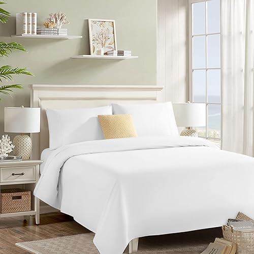 LBRO2M 1200 Thread Count 100% Egyptian Cotton King Size Sheets Set,Breathable Wrinkle Bed Sheet 4 Piece Sets,16 Inches Deep Pocket,Bedding Soft Comforterble,Sateen Weave Long Staple,White