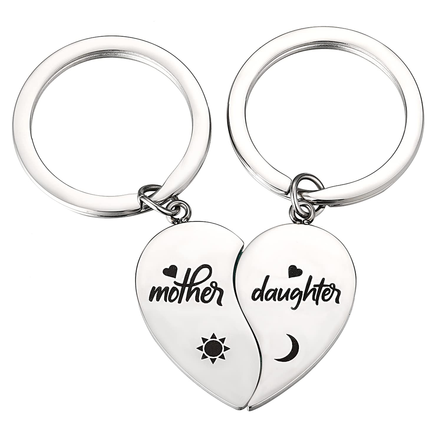 Yonhon Mother Daughter Bracelet Necklace for 2/3/4, Mother Daughter Matching Keychain Set