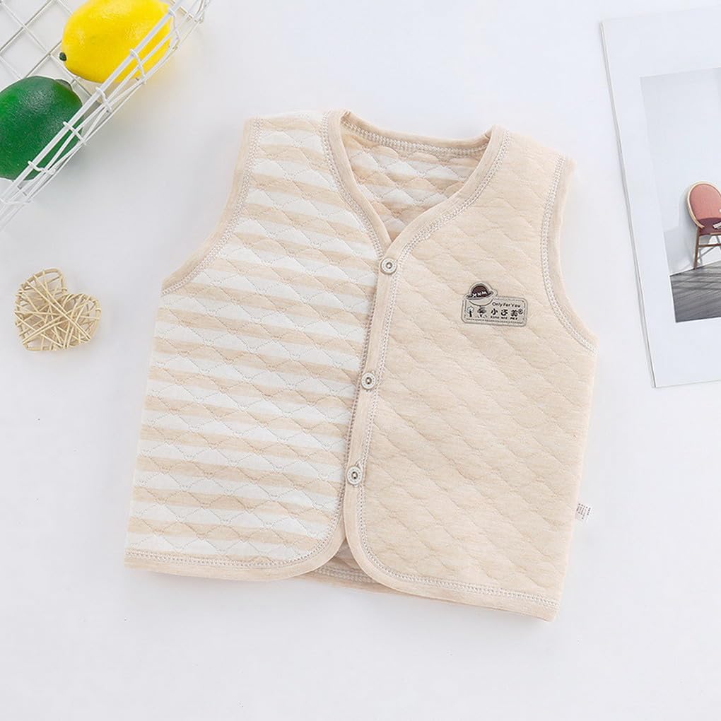 3 Pezzi Caldo gilet per neonati a infanti, in 100% cotone con leggermente imbottito, unisex bambini scollo a V gilet ragazzi ragazze cappotto primavera autunno casual capispalla
