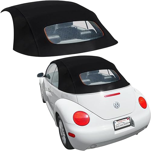 Sierra Auto Tops Convertible Top Reemplazo para Volkswagen Beetle 2003-2010 Apertura manual lienzo Stayfast color negro