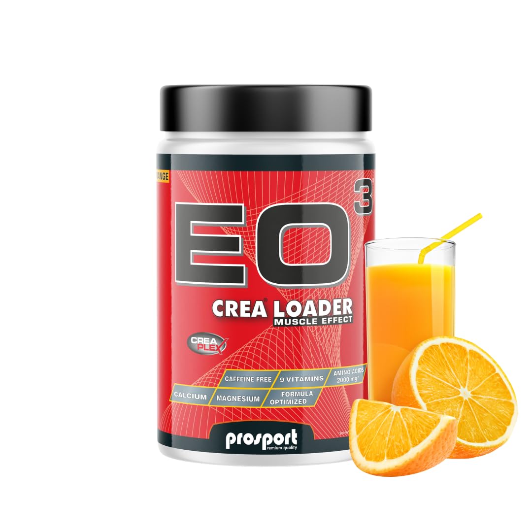 Prosport EO³ CREA LOADER Orange – 2000g Hochleistungs-Kreatin mit Vitaminen & Mineralstoffen – Creatin Monohydrat, Dextrose, Taurin & Glutamin – Workout Booster für Muskelaufbau & Schnellkraft