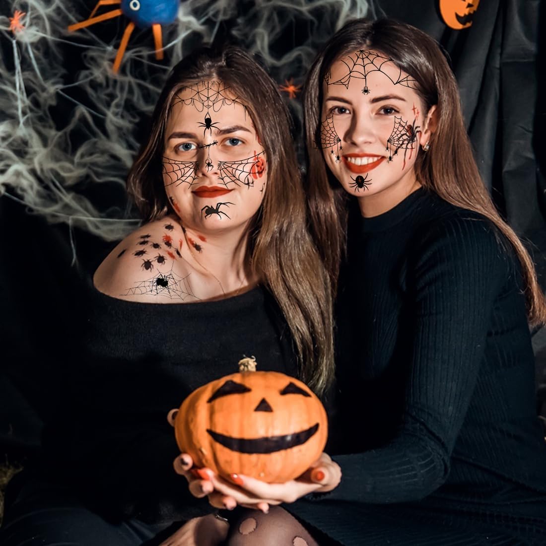 Halloween Ragno Tatuaggi Temporane,10 Fogli Tatuaggio Temporaneo di Ragno, Adesivi Viso Halloween, Ragnatele Faccia Tatuaggi, per Halloween Mascherata Carnevale Festa di Trucco