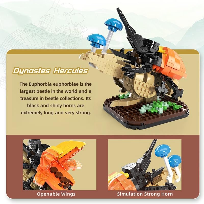 JVAVNE Insect Animal Building Blocks Set, Micro Beetle Animals Building Kit - Image 2