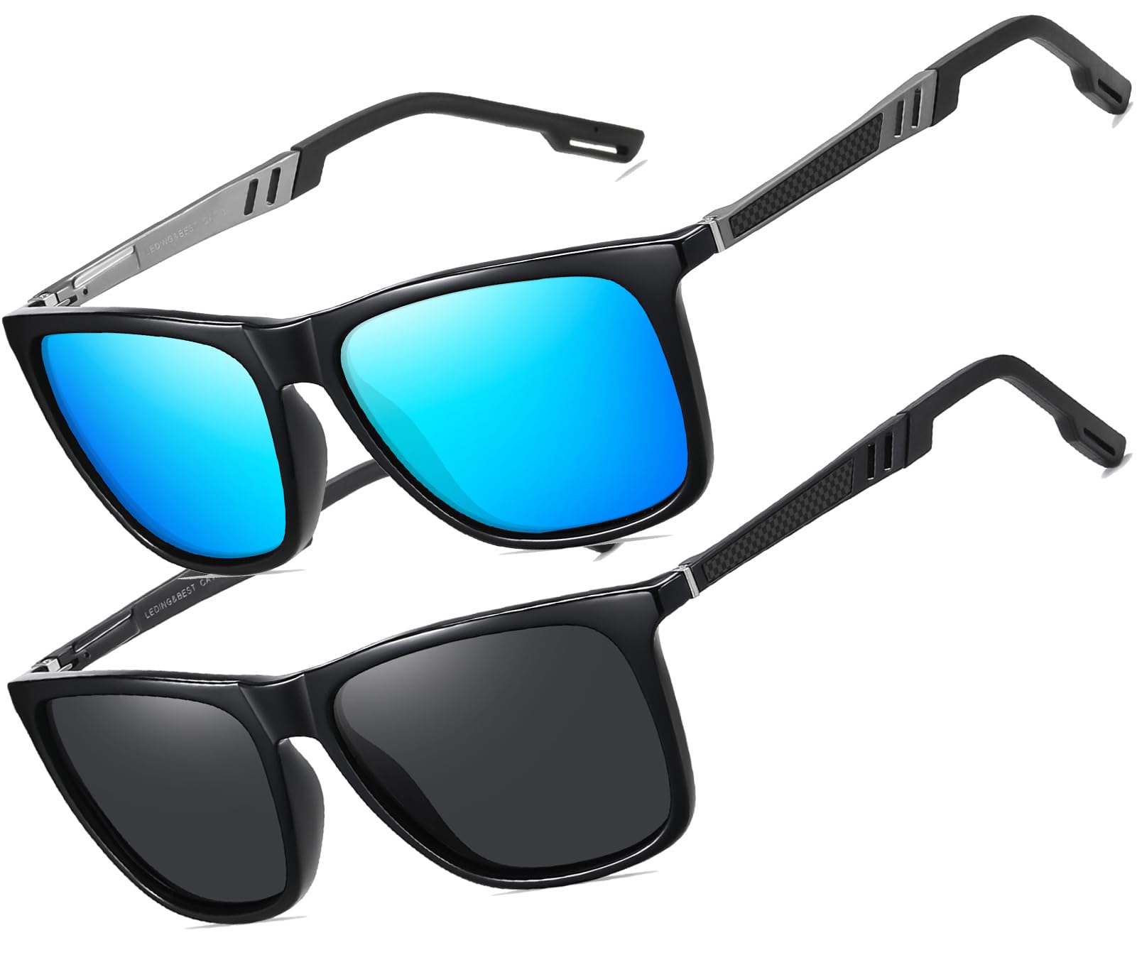 LEDING&BEST Polarised Sunglasses Mens Womens Lightweight Square Frame 100% UV Protection for Driving Fishing Travel Sports