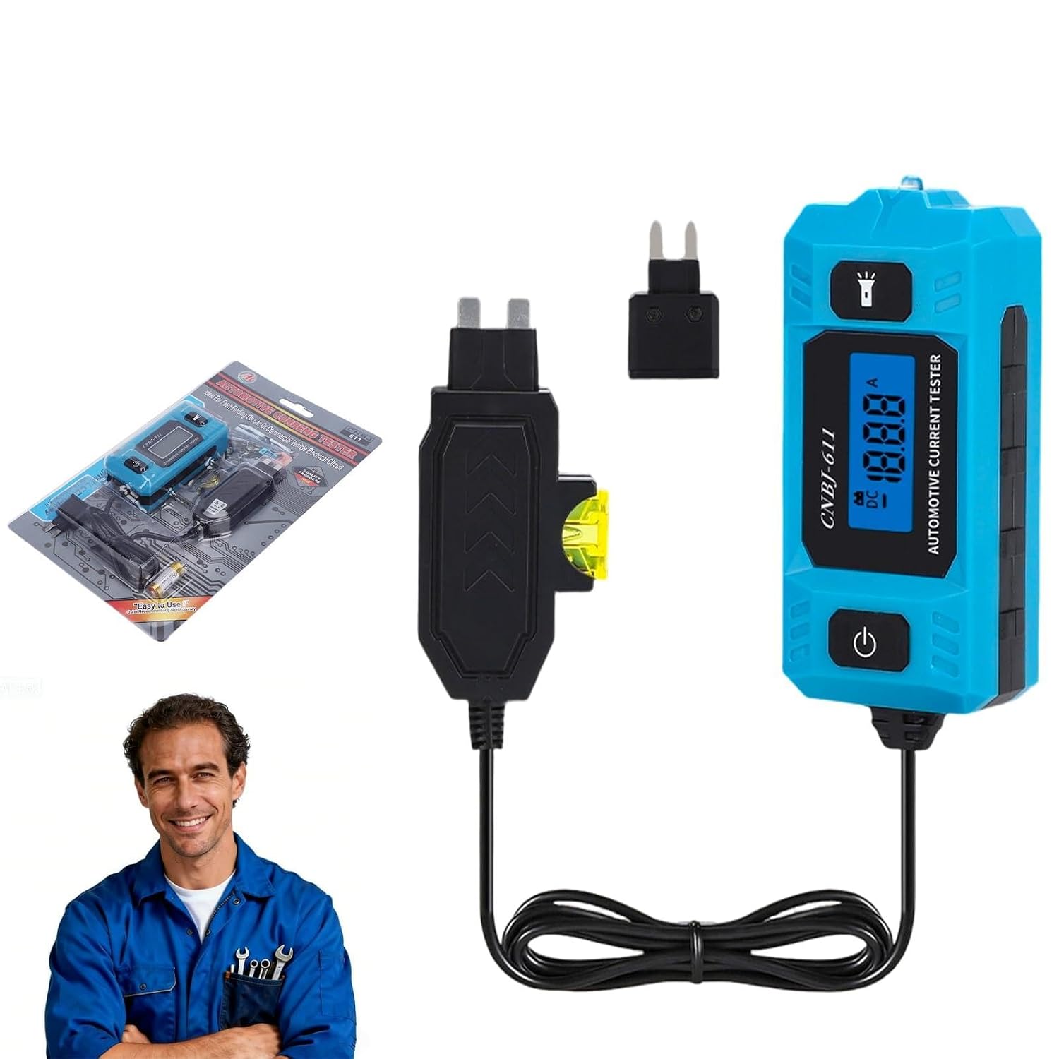 Automotive Circuit Fault Probe Tester, Portable High-Precision Current Tester with LED Display & Front Lighting, 20A 48V Car Fuse Checker, 2-in-1 Wire Tracer Short Finder (1Pcs)