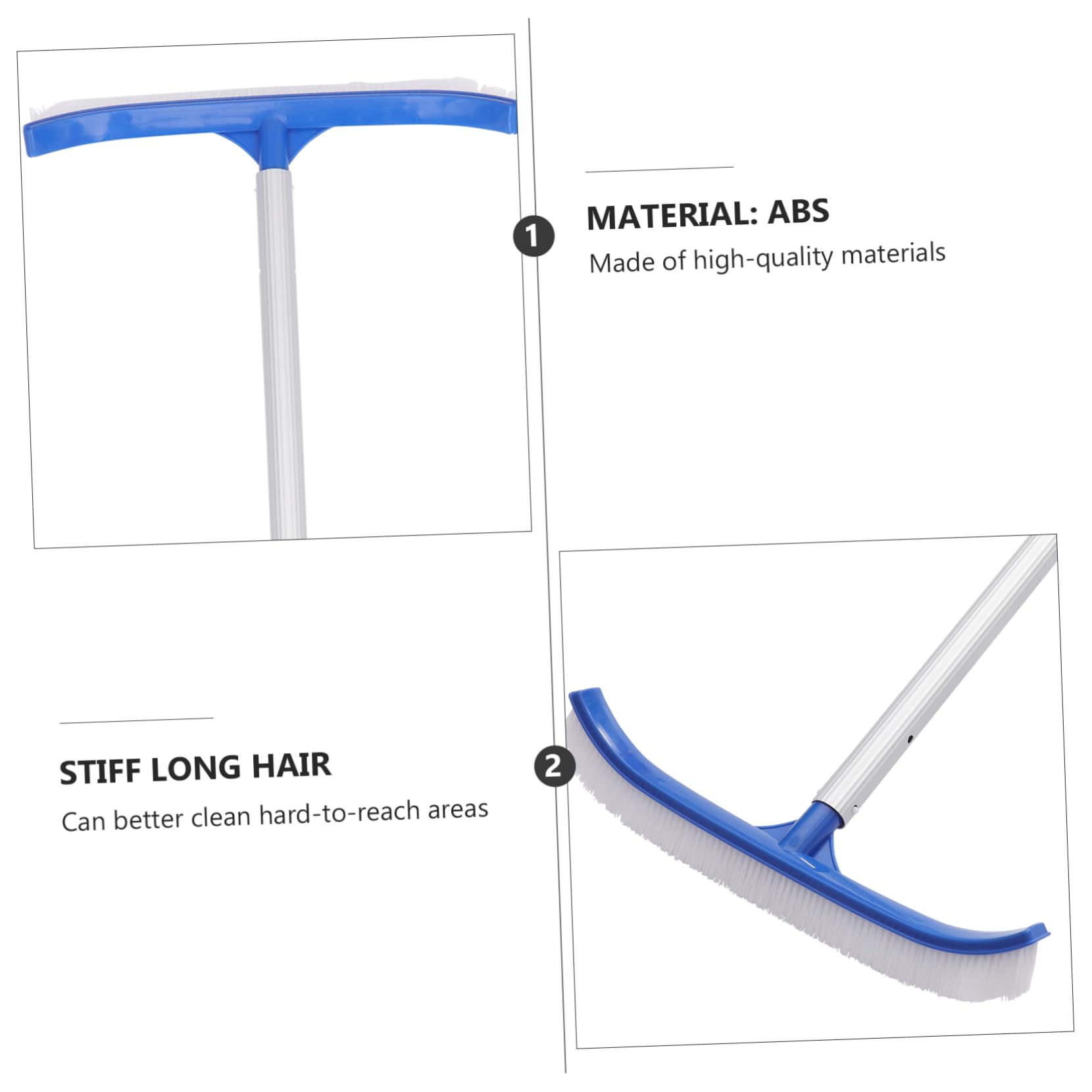 Brosse de Nettoyage pour Piscine 1 Lot Abs Bleu à Poils Longs