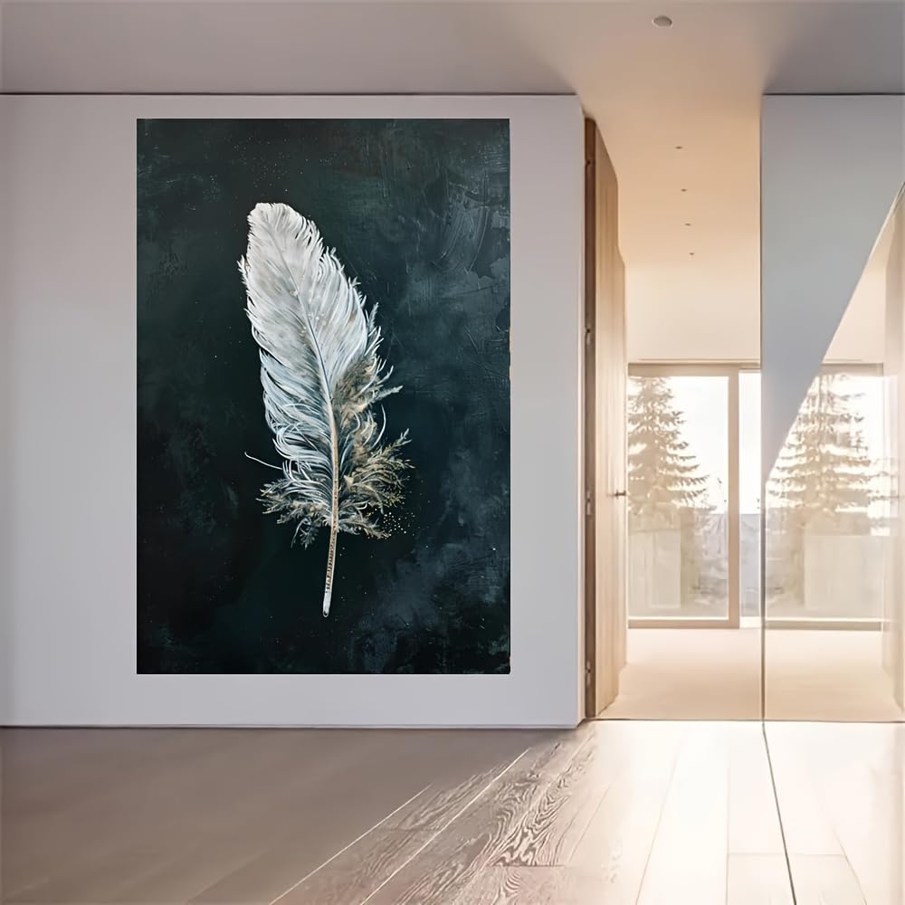 JKEVCBIAX Abstract Feather Wall Art, Aesthetic Mysterious Bedroom Decoration Gentle Abstract Painting Bedroom Decor (30x40cm/No frame)