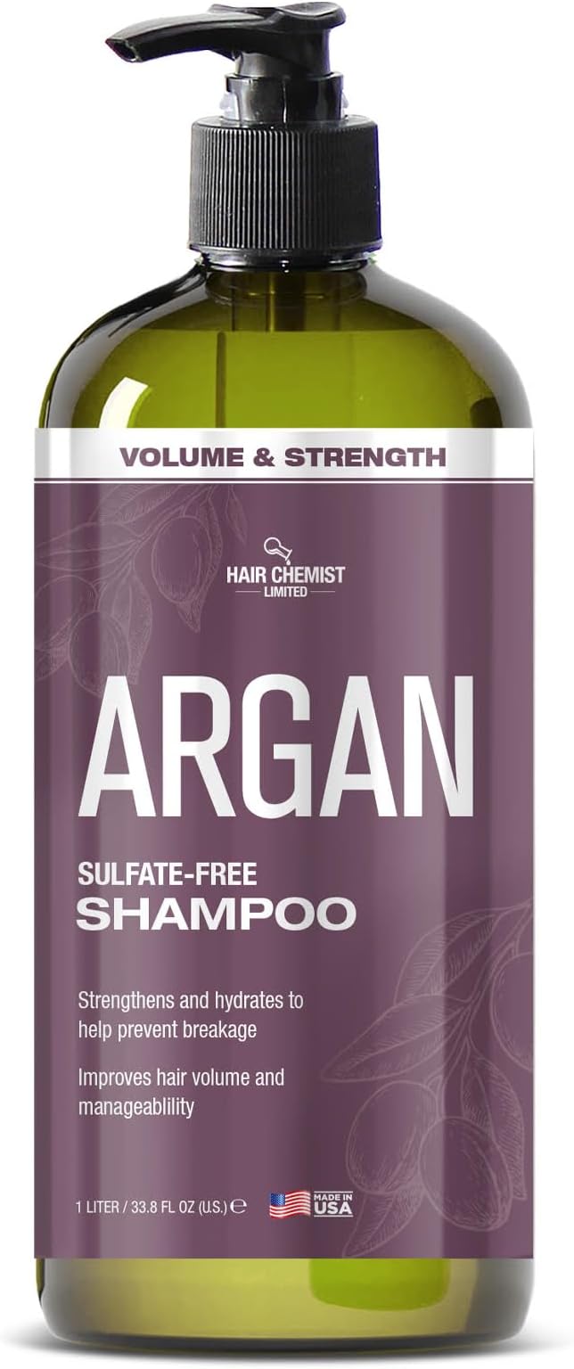Hair Chemist Volume & Strength Sulfate-Free Argan Shampoo 33.8 oz. - Natural Sulfate Free Shampoo for Hair