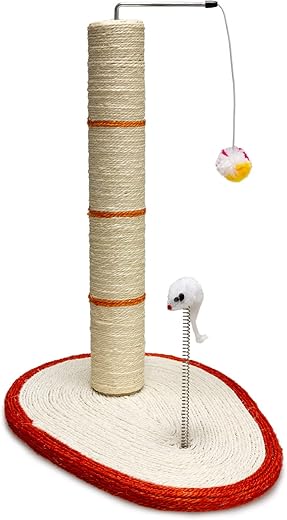 ARQUIVET Rascador para Gatos de Poste con Rata y Bola - 30 x 40 x 45 cm - Rascadores para Gatos - Arañador para Gatos - Afilador de uñas para Gatos - Accesorios para felinos